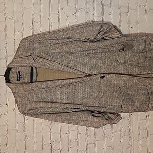 Max Edition size XL Jacket Tan Black Micro Plaid Single Button Rouched Sleeve